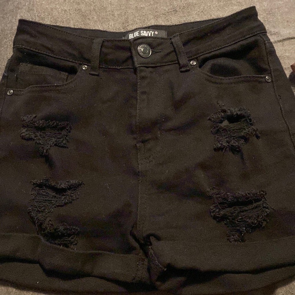 Black jean shorts